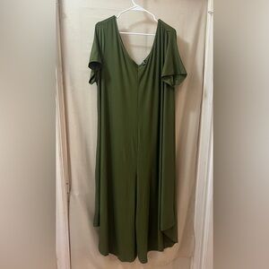 ⚫️ BOGO SHEIN Elegant Olive Green One Piece Shirt Sleeve Women's Romper Size 2XL